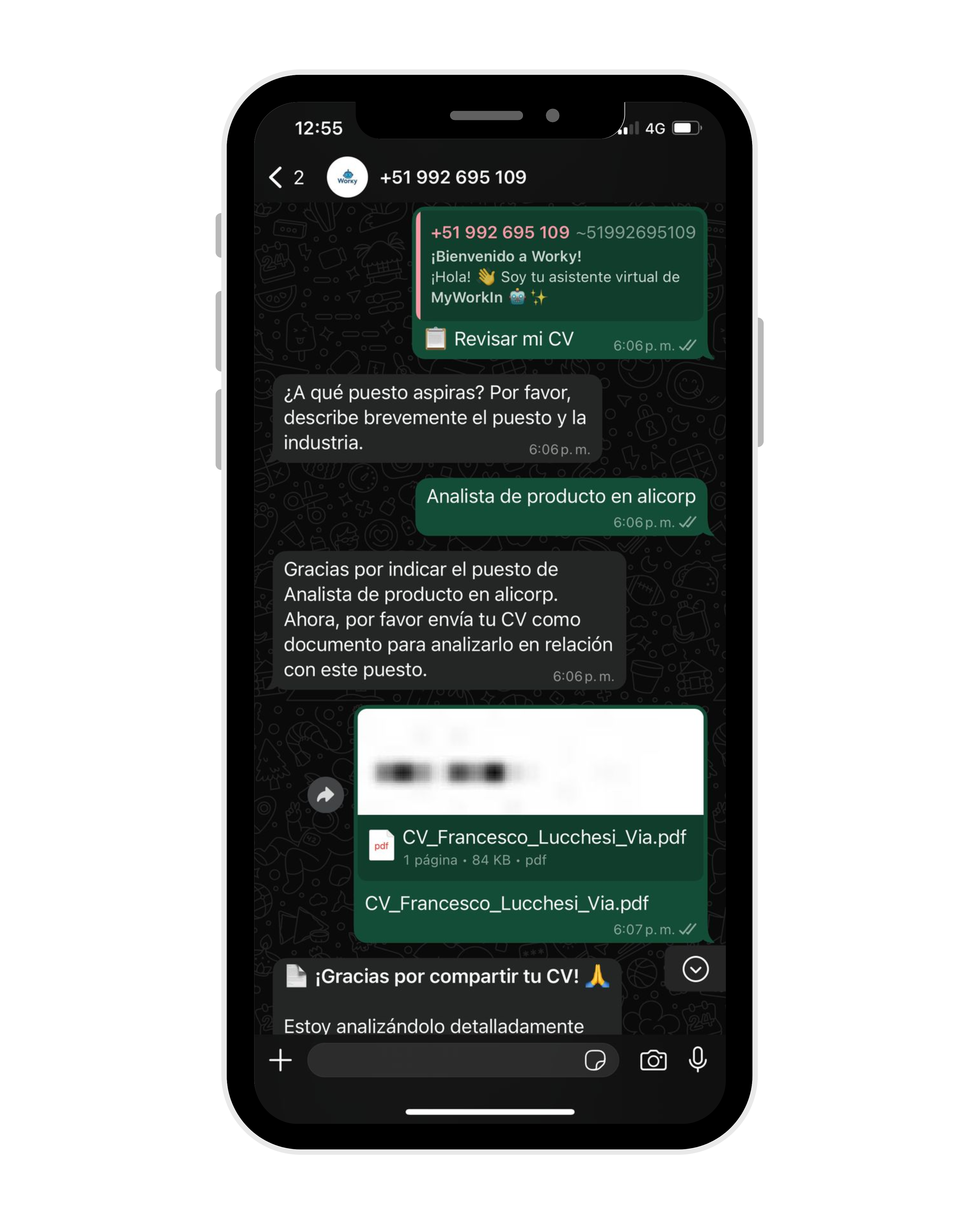 Envía tu CV por WhatsApp