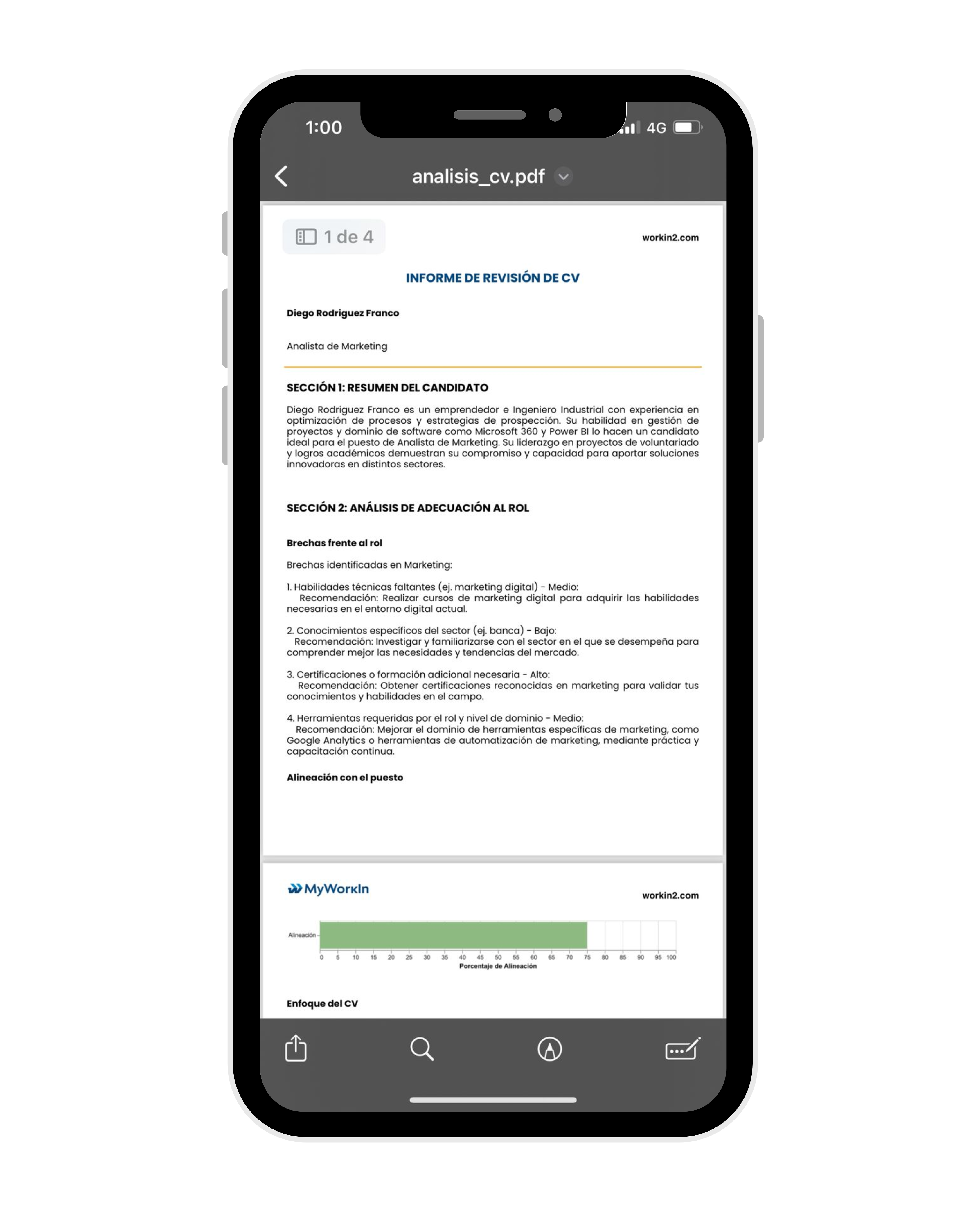 Recibe tu análisis en PDF